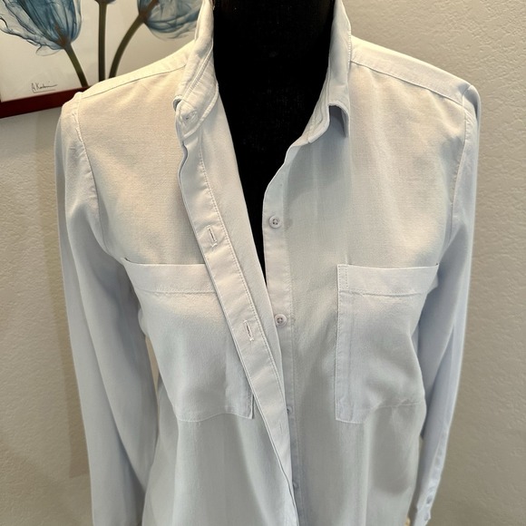 SIDE STITCH Shirt Womens XXS Button Up Long Sleeve Woven Light Blue - Picture 6 of 9